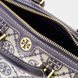 Tory Burch T Monogram 小号海军蓝棉质水桶包