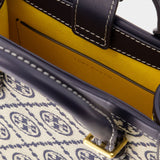 Tory Burch T Monogram 海军蓝棉质迷你托特包