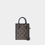 Tory Burch T Monogram 海军蓝棉质迷你托特包
