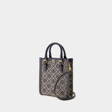 Tory Burch T Monogram 海军蓝棉质迷你托特包