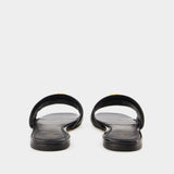 Tory Burch Eleanor黑色皮质拖鞋