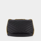 Tory Burch Kira Chevr黑色皮质小号手提包