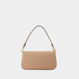 Kira Chevron Small Flap - Tory Burch - Beige - Leather