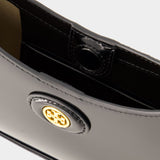 Tory Burch Robinson Crescent 黑色皮质Hobo包