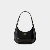 Tory Burch Robinson Crescent 黑色皮质Hobo包