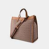 蔻驰 Coach Field 40 Tote 棕色涂层帆布皮质手提包