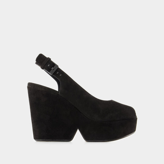 Clergerie Dylan1 Sandals 黑色绒皮坡跟凉鞋