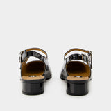 Peche 黑色漆皮带根浅口鞋