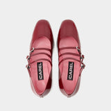 Kina 波尔多红漆皮玛丽珍鞋