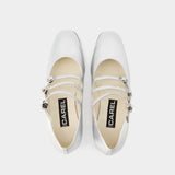 Carel Kina Pumps 银色小牛皮玛丽珍鞋