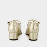 Kina 银色皮质带根浅口鞋