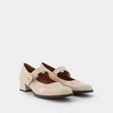 Carel Twiggy Babies 皮质方头粗跟玛丽珍鞋