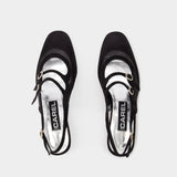 Carel Peche 漆面牛皮/牛仔面露跟玛丽珍鞋2023春季