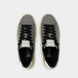 Balmain B-Court黑白纹皮质运动鞋