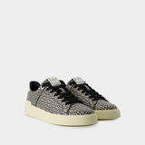 Balmain B-Court黑白纹皮质运动鞋