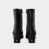 Doria 黑色皮质踝靴