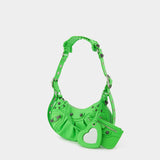 Le Cagole Bag XS in Neon Green Croc-Embossed Leather