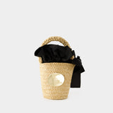 香草色拉菲草编织水桶包