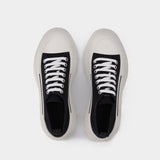 Tread Slick 黑白拼色高帮帆布橡胶厚底鞋