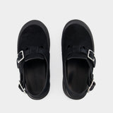 Sandals黑色皮质高跟凉鞋