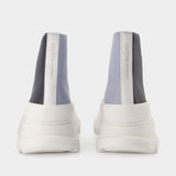 Tread Slick黑白拼色布面牛皮内里高帮厚底鞋