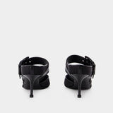 黑色牛皮凉鞋高跟鞋