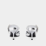 银色牛皮凉鞋高跟鞋