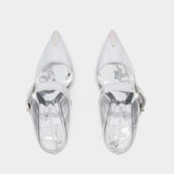 银色牛皮凉鞋高跟鞋