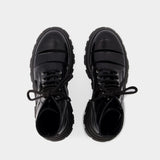 Wander黑色牛皮镂空踝靴