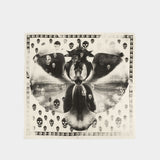 Skull Orchid 黑白印花羊毛方巾