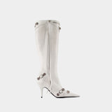 Balenciaga Cagole H90白色皮质高跟靴