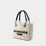 balenciaga Duty Free S 人造皮草米色购物袋