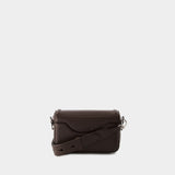 Mini Ransel Satchel 胡桃棕色光面小牛皮斜挎包