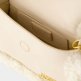 Le Petit Bambimou Doux 浅米色毛边皮质包