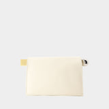 La Pochette Rond Carre 象牙白棉质手提肩背包
