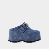 Marine Serre 虞书欣同款环保老花丹宁厚底穆勒鞋23年新