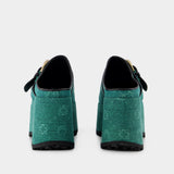 Marine Serre 虞书欣同款环保老花丹宁厚底穆勒鞋23年新