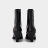 Elleme Eclair Zipper 皮质高跟踝靴