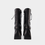 Nodaleto Bulla 黑色皮质 系带高跟靴正品