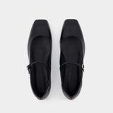 Aeyde Uma 黑色光面小牛皮玛丽珍鞋