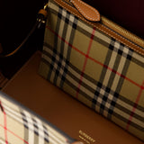 SM London Tote bag棕色经典格纹托特包