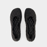 Sadler黑色小牛皮绗缝芭蕾舞鞋