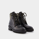 Fabrizio Vitti Bottes Dolomite Tread 黑色压纹牛皮踝靴