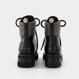 Fabrizio Vitti Bottes Dolomite Tread 黑色压纹牛皮踝靴