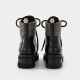 Fabrizio Vitti Bottes Dolomite Tread 黑色压纹牛皮踝靴
