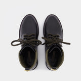 Fabrizio Vitti Bottes Dolomite Tread 黑色压纹牛皮踝靴