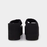 Coperni Branded Wedges 黑色帆布高跟凉鞋