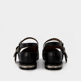 Toga Pulla Aj1232黑色光面羊皮低跟尖头鞋