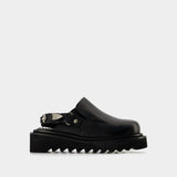 Toga Pulla 黑色皮质露跟厚底凉鞋