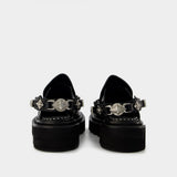 Toga Pulla 黑色皮质露跟厚底凉鞋